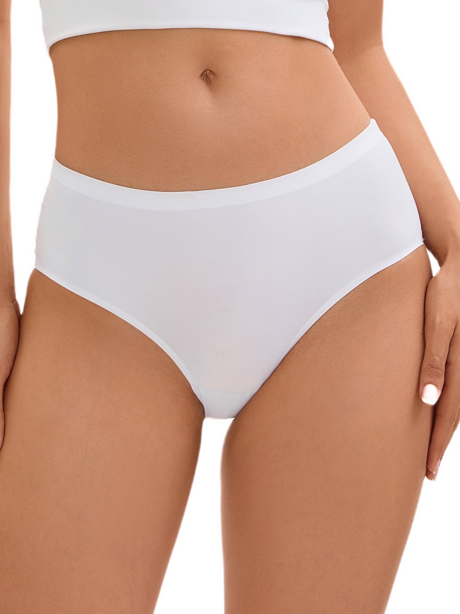 DARING DIVA Women's No Show Elastic Waist Brief Panties Breathable S White