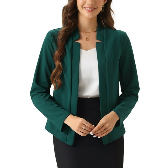DARING DIVA Women's Notch Collar Long Sleeve Business Casual Open Front Blazer XS Green