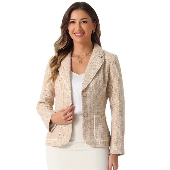 DARING DIVA Women's Notch Lapel Long Sleeve Elegant Business Casual Jacket XL Apricot