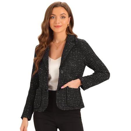 DARING DIVA Women's Notch Lapel Long Sleeve Elegant Business Casual Jacket XL Black