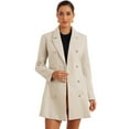 thumbnail image 1 of DARING DIVA Women's Notch Lapel Trench Double Breasted Winter Coats Beige XL, 1 of 6