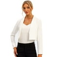 thumbnail image 1 of DARING DIVA Women's Notched Lapel Business Cropped Blazer S White, 1 of 6