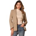 thumbnail image 1 of DARING DIVA Women's Notched Lapel Denim Blazer Work Pad Jean Jackets XS Khaki, 1 of 6