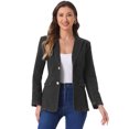 thumbnail image 1 of DARING DIVA Women's Notched Lapel Denim Blazer with Shoulder Pads L Black, 1 of 6