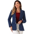 thumbnail image 1 of DARING DIVA Women's Notched Lapel Denim Blazer Work Pad Jean Jackets XL Dark Blue, 1 of 6
