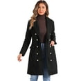 thumbnail image 1 of DARING DIVA Women's Notched Lapel Double Breasted Midi Long Winter Coats Black XL, 1 of 6