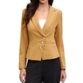 thumbnail image 1 of DARING DIVA Women's Notched Lapel Long Sleeve Button Down Blazer XS Khaki, 1 of 6