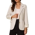 thumbnail image 1 of DARING DIVA Women's Notched Lapel Long Sleeve Jacket Suit Blazer M Cream White, 1 of 6