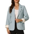 thumbnail image 1 of DARING DIVA Women's Notched Lapel Long Sleeve Jacket Suit Blazer XS Light Blue, 1 of 6