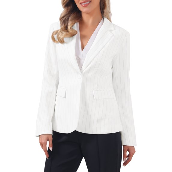 DARING DIVA Women's Notched Lapel One Button Work Office Suit Jackets XS White