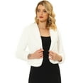 thumbnail image 1 of DARING DIVA Women's Notched Lapel Open Front Fleece Cropped Coat XS White, 1 of 6