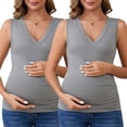 thumbnail image 1 of DARING DIVA Women's Nursing Tank Wrap V-Neck Ruched Breastfeeding Tops L 2 Pack Gray, 1 of 7