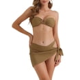 thumbnail image 1 of DARING DIVA Women's O Ring Bandeau Ribbed Bikini Set Medium Coffee, 1 of 6