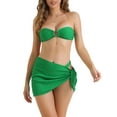thumbnail image 1 of DARING DIVA Women's O Ring Bandeau Ribbed Bikini Set Small Green, 1 of 6