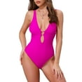 thumbnail image 1 of DARING DIVA Women's O Ring Cut Out Deep V Monokini Bikini X-Large Rose Red, 1 of 6