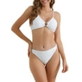 thumbnail image 1 of DARING DIVA Women's O Ring Ribbed Bikini Sets Medium White, 1 of 6