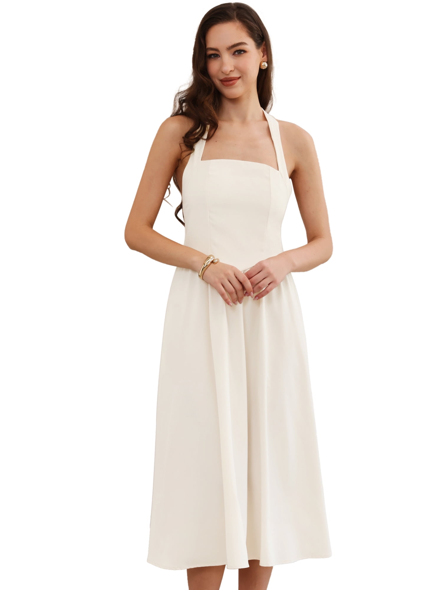 DARING DIVA Women's Off Shoulder Halter Corset High Waist Dresses XL Apricot