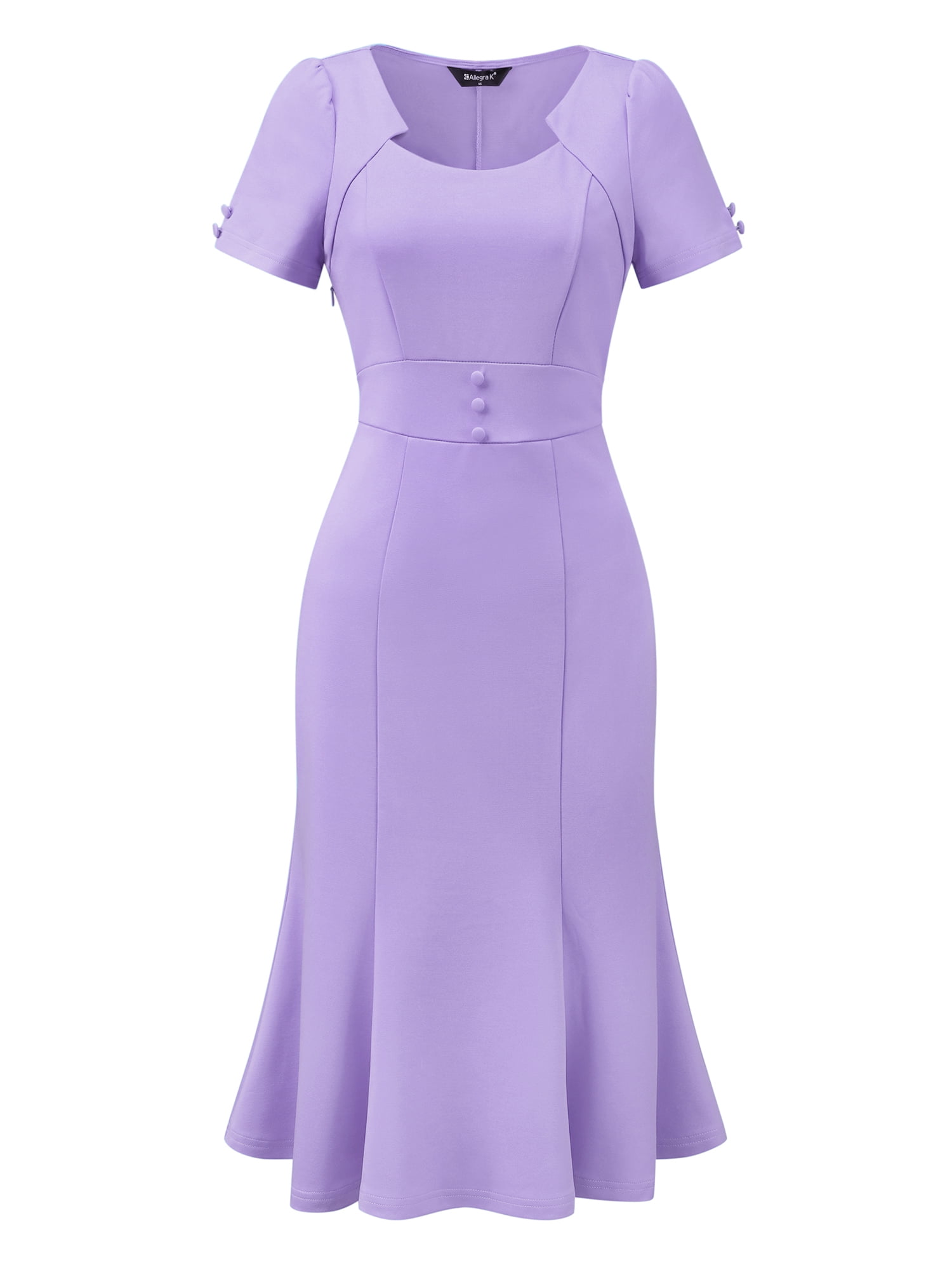 DARING DIVA Women's Office Fishtail Sheath Dresses L Light Purple