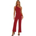 thumbnail image 1 of DARING DIVA Women's One Shoulder Sleeveless Crop Top Wide Leg Pants 2 Pcs XS Red, 1 of 6