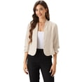 thumbnail image 1 of DARING DIVA Women's Open Front 3/4 Sleeve Business Blazer Jacket XS Apricot, 1 of 6