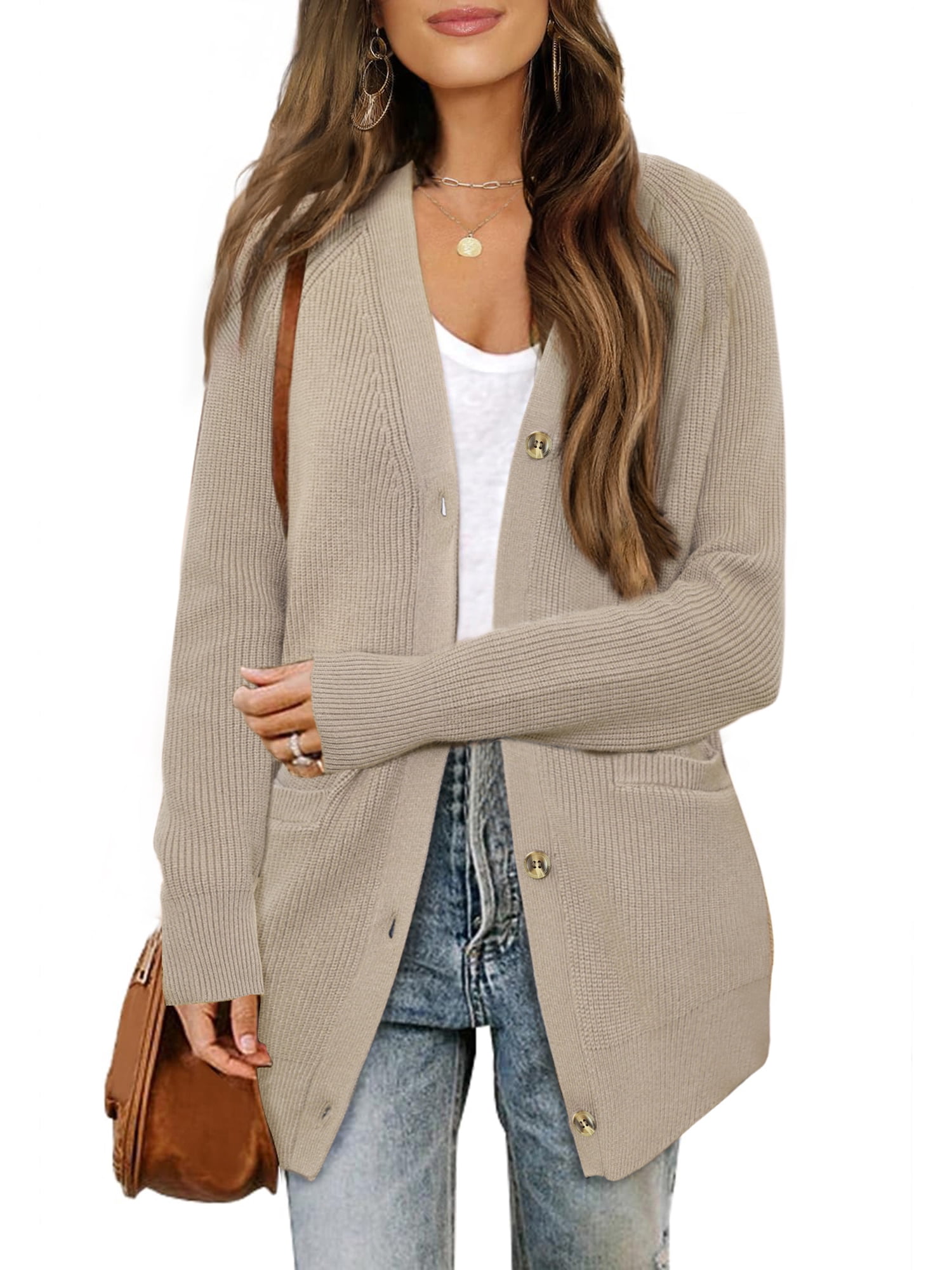 DARING DIVA Women's Open Front Button Down Cardigan Sweaters XS Apricot