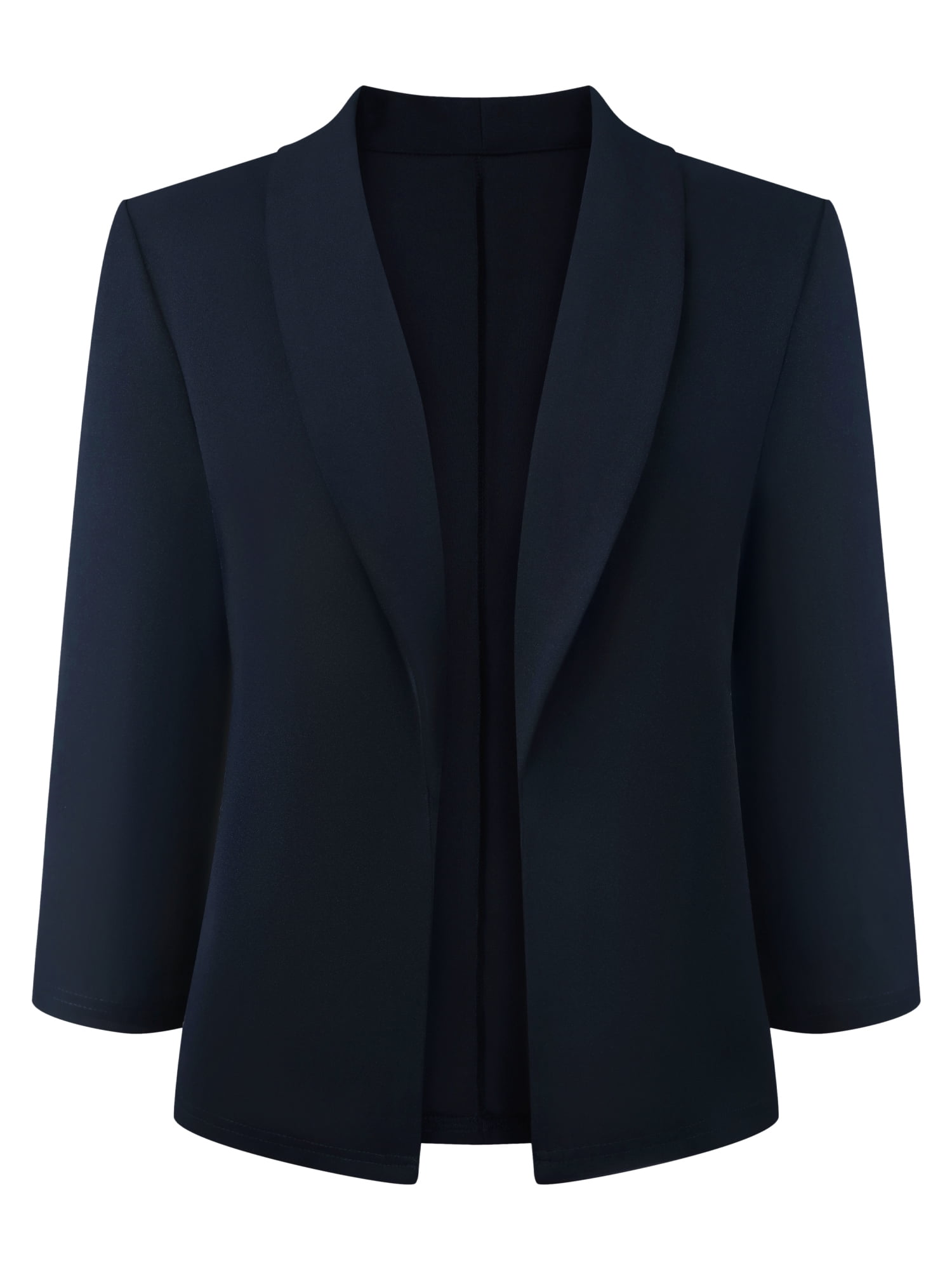 DARING DIVA Women's Open Front Lightweight Cardigan Shawl Collar Blazer L Dark Blue