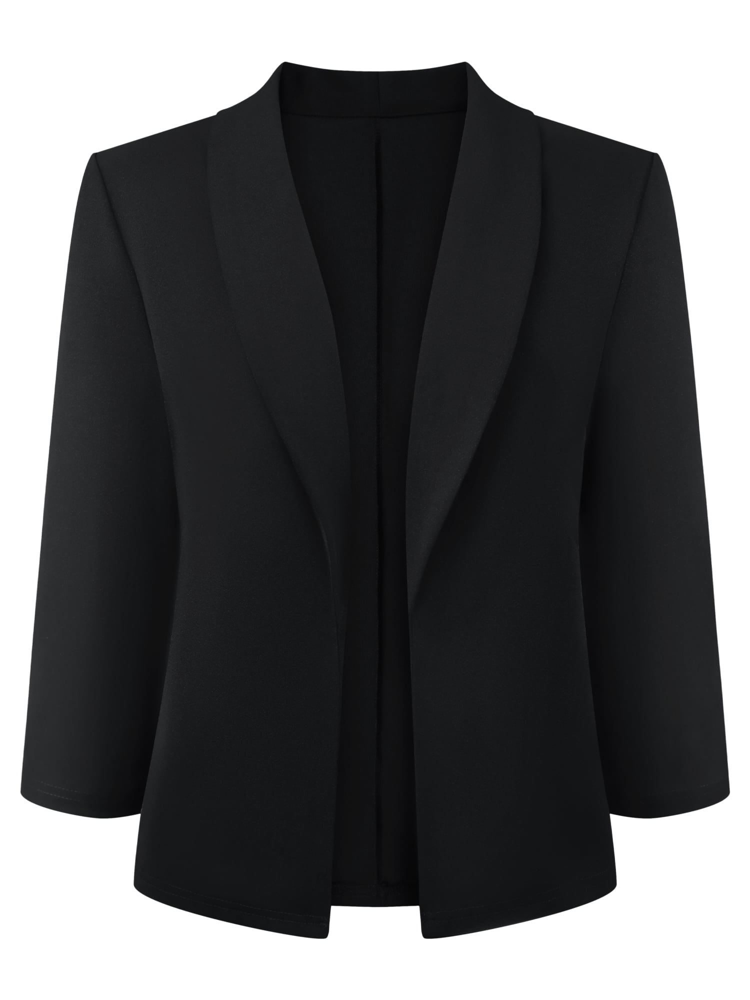 DARING DIVA Women's Open Front Lightweight Cardigan Shawl Collar Blazer S Black