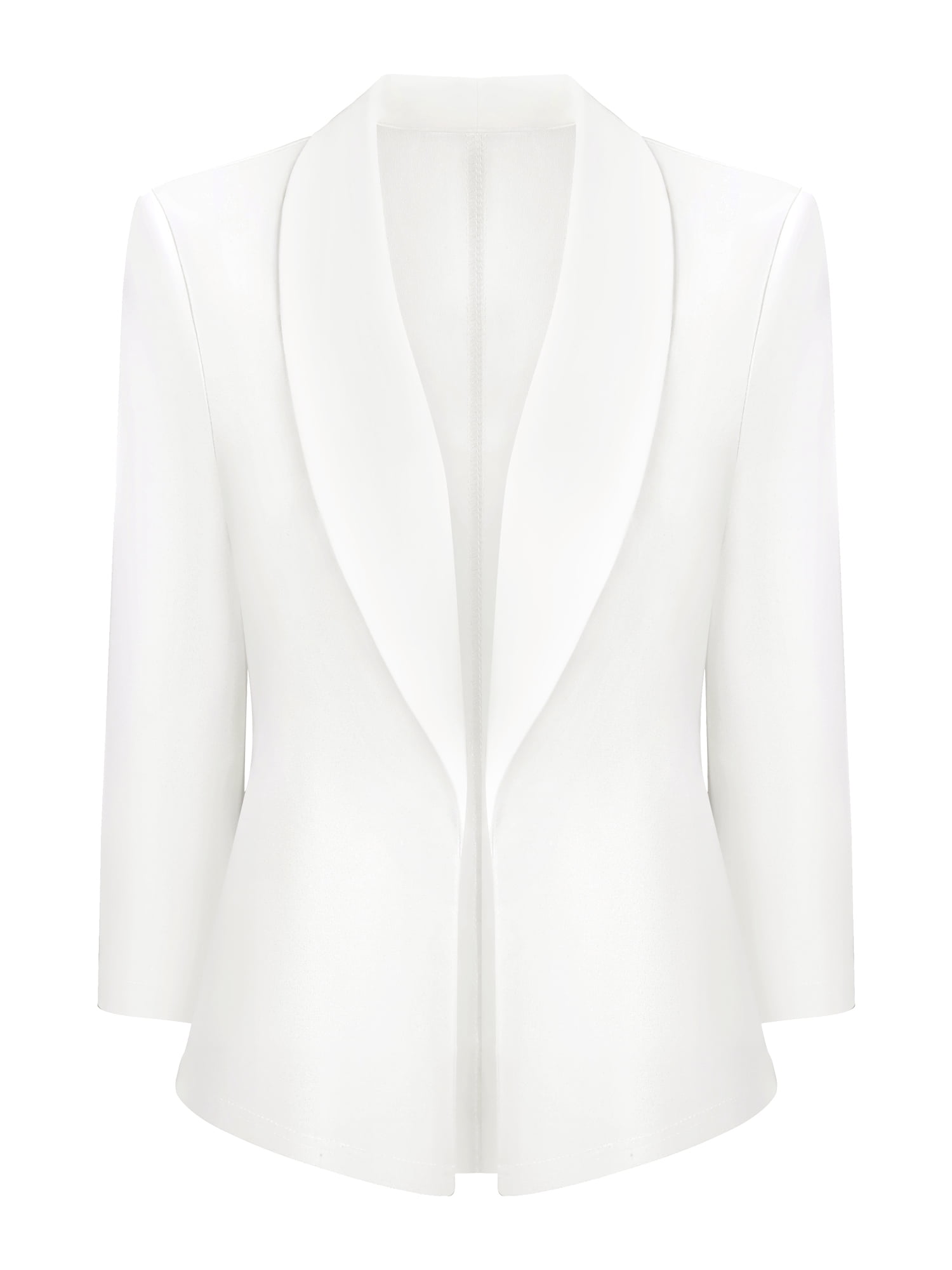 DARING DIVA Women's Open Front Lightweight Cardigan Shawl Collar Blazer S White