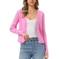 thumbnail image 1 of DARING DIVA Women's Open Front Long Sleeve Button Down Knit Cardigan S Pink, 1 of 6