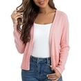 thumbnail image 1 of DARING DIVA Women's Open Front Long Sleeve Knit Cropped Cardigan XS Pink, 1 of 6