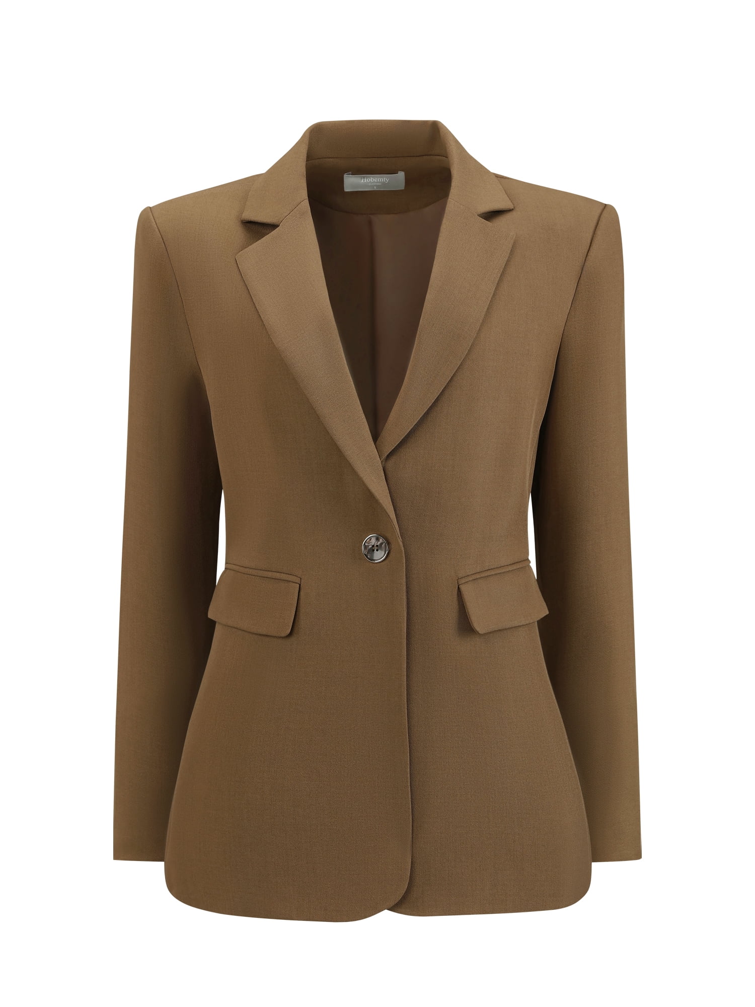 DARING DIVA Women's Open Front Long Sleeve Work Suit Jacket Blazer with Pockets 2XL Brown