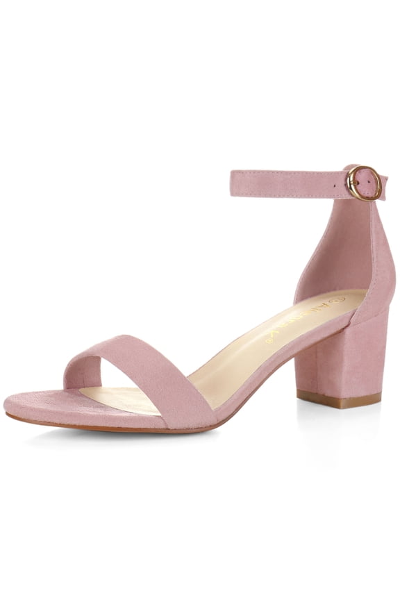 Women's Open Toe Block Heel Ankle Strap Sandals Light Pink 8.5