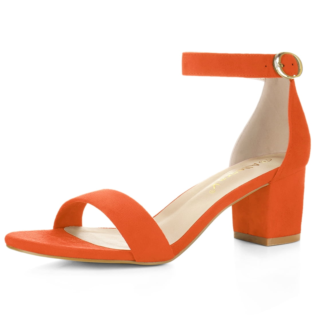 DARING DIVA Women's Open Toe Block Heel Ankle Strap Sandals Orange 10