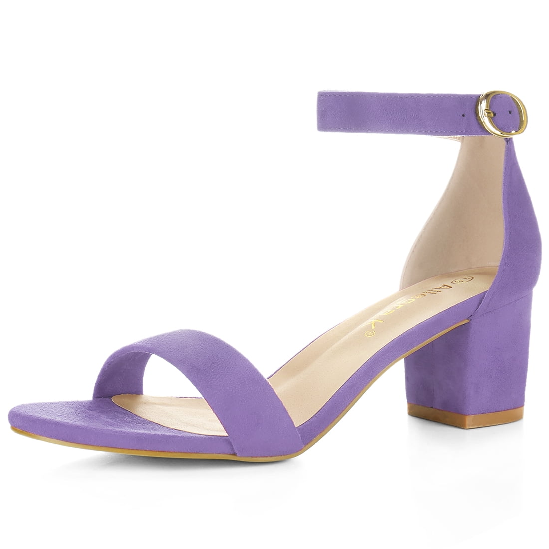 DARING DIVA Women's Open Toe Block Heel Ankle Strap Sandals Purple 7