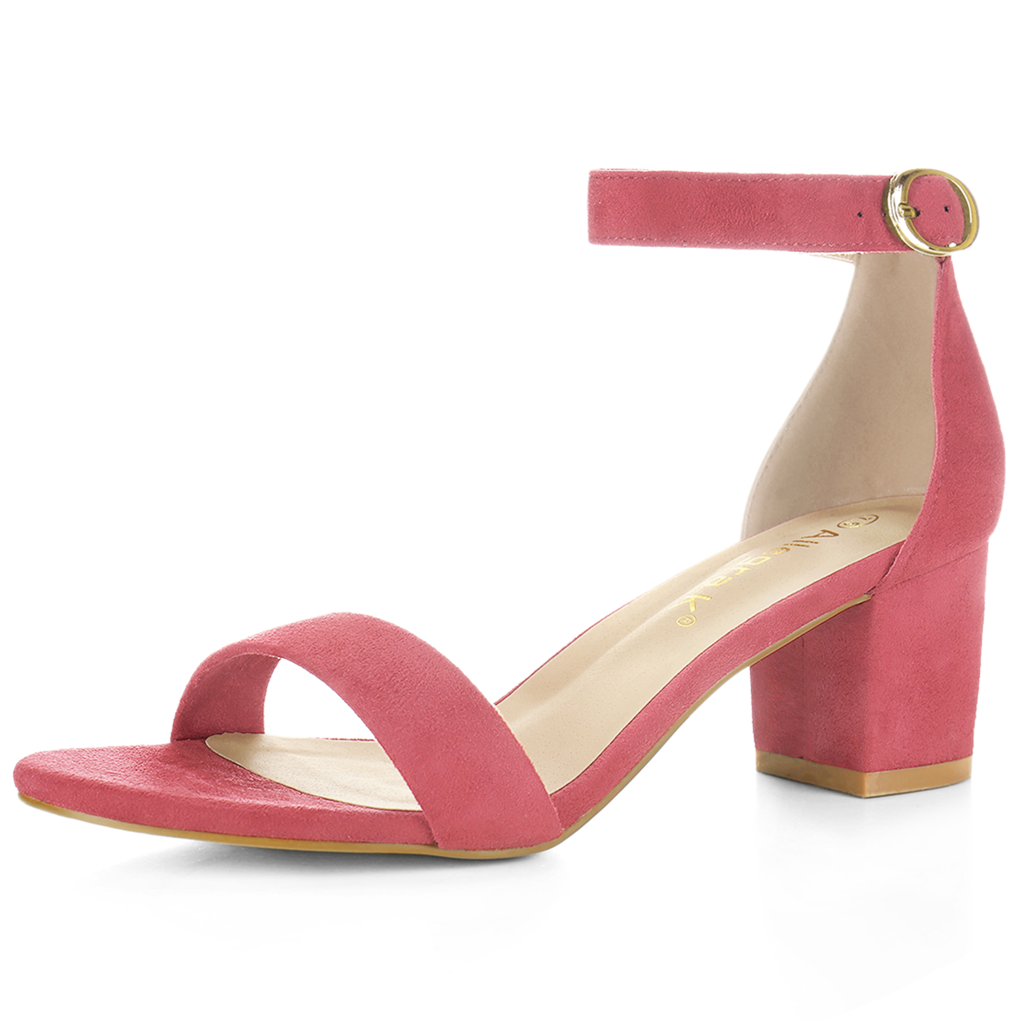DARING DIVA Women's Open Toe Block Heel Ankle Strap Sandals Watermelon Red 7.5