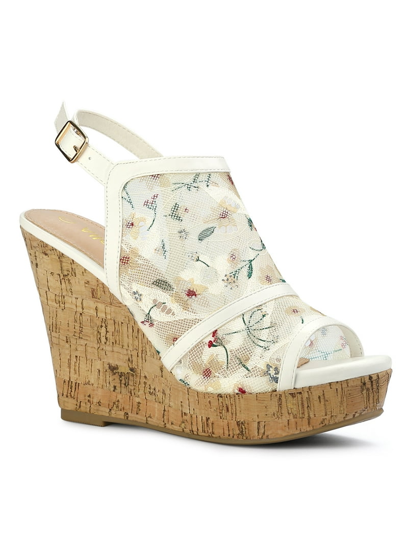 green dress white wedges Daring Diva Women's Open Toe Platform Heel Lace Sandals 8, Multicolor SPO-CATALOG
