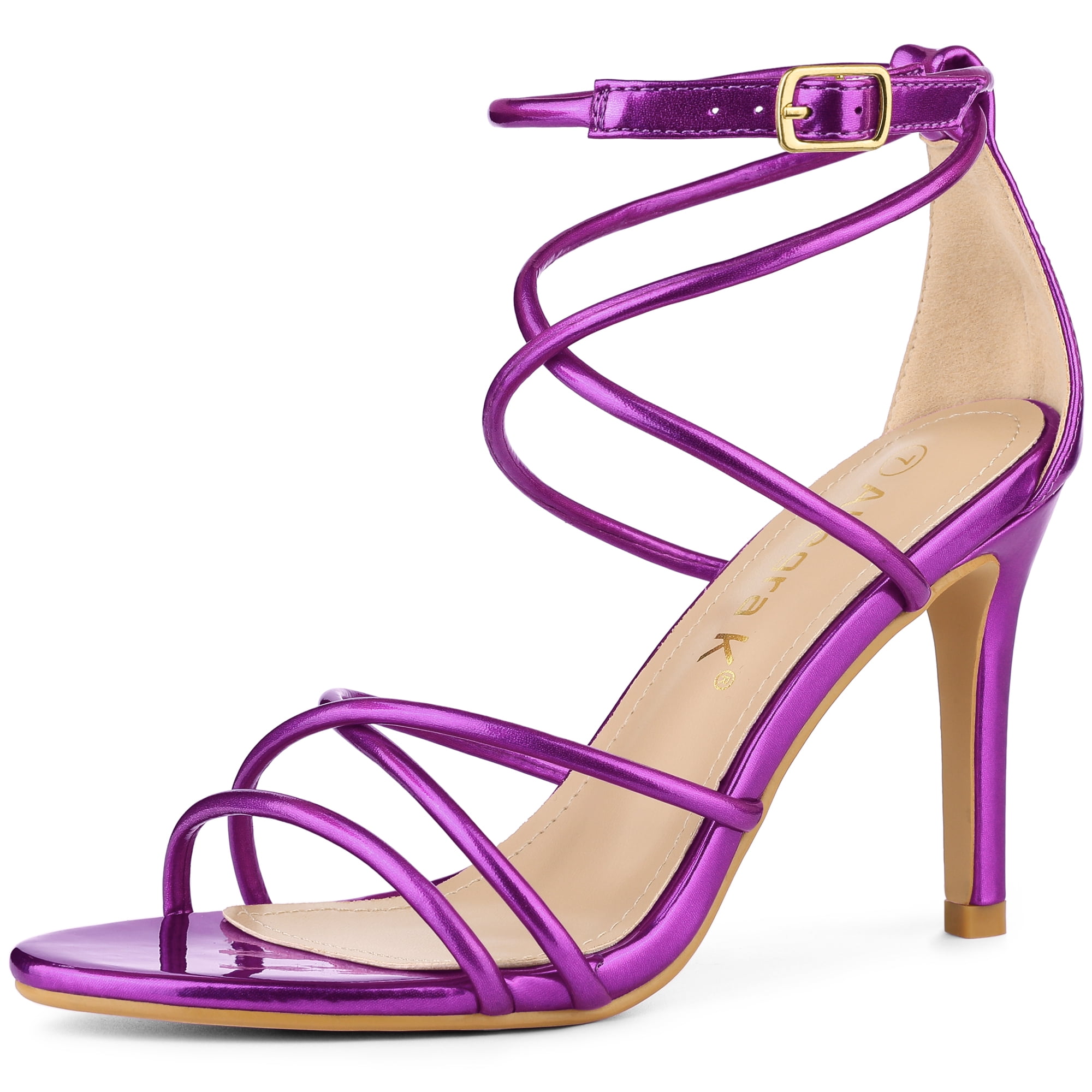 DARING DIVA Women's Open Toe Strappy Straps Stiletto Heel Sandals Purple 9