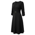 thumbnail image 1 of DARING DIVA Women's Outfit A-Line Keyhole Neck Spring Classy Midi Dresses for Work S Black, 1 of 7