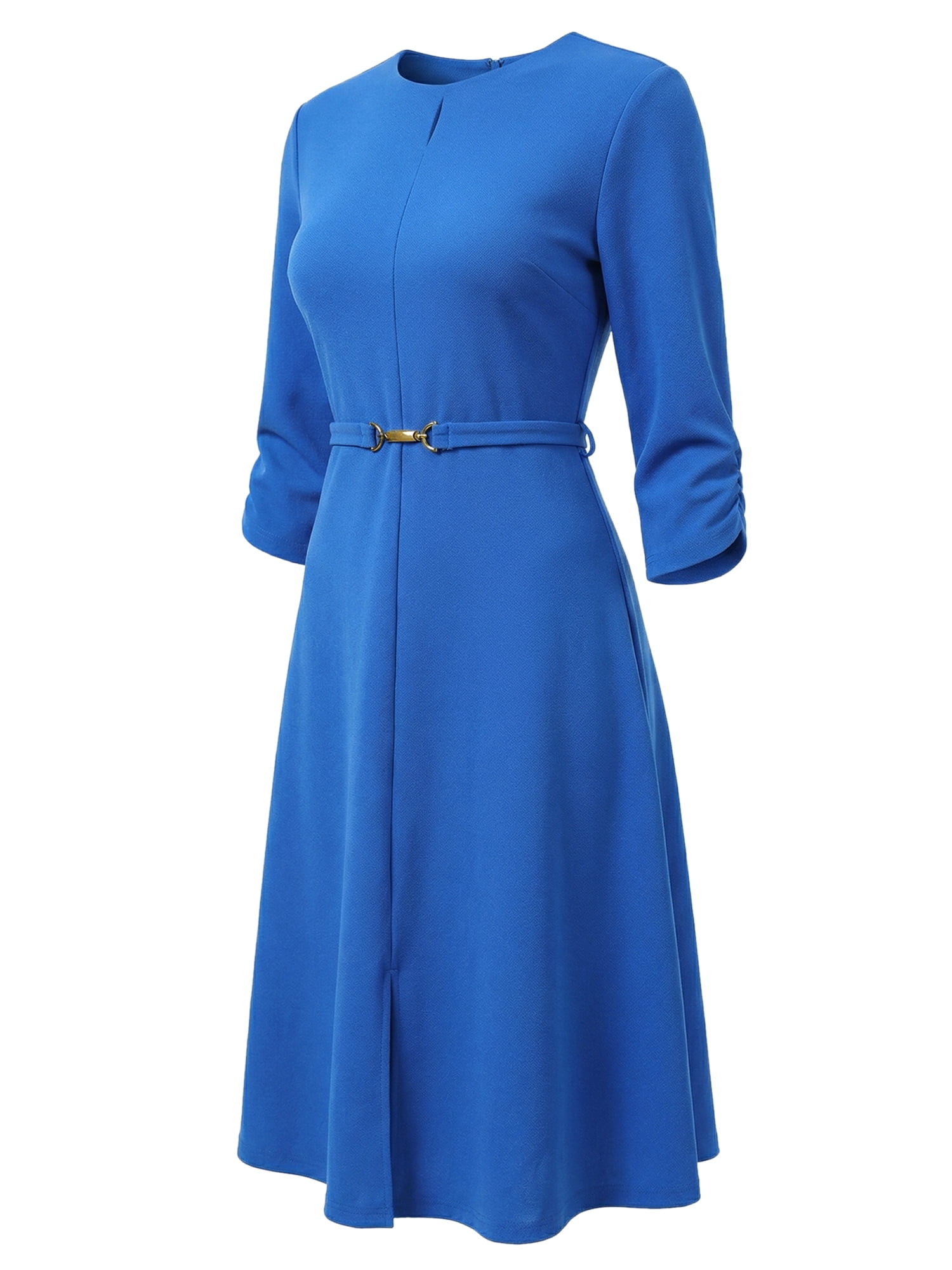 DARING DIVA Women's Outfit A-Line Keyhole Neck Spring Classy Midi Dresses for Work L Royal Blue