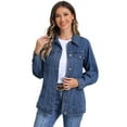 thumbnail image 1 of DARING DIVA Women's Oversized Long Sleeve Denim Jacket with Pockets XS Blue, 1 of 6