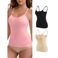thumbnail image 1 of DARING DIVA Women's Padded Tank Top Round Neck Casual Camisole 3XL 1 Black 1 Apricot 1 Pink, 1 of 6