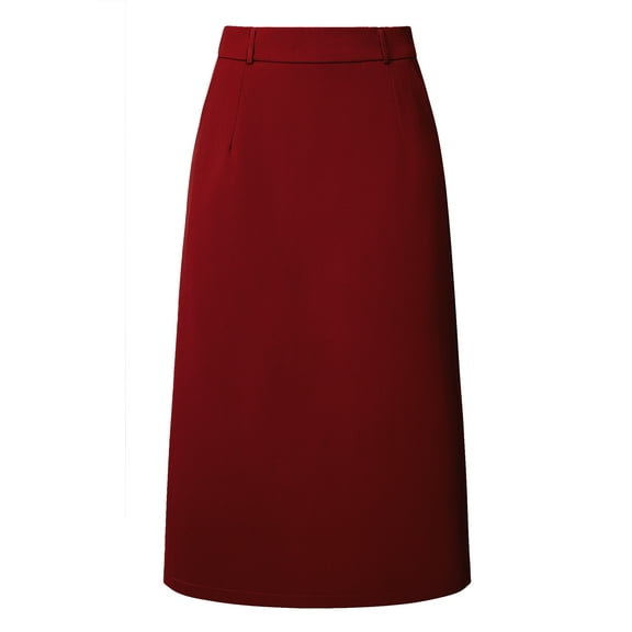 DARING DIVA Women's Pencil Skirt with High Waist and Split Back 2XL Dark Red