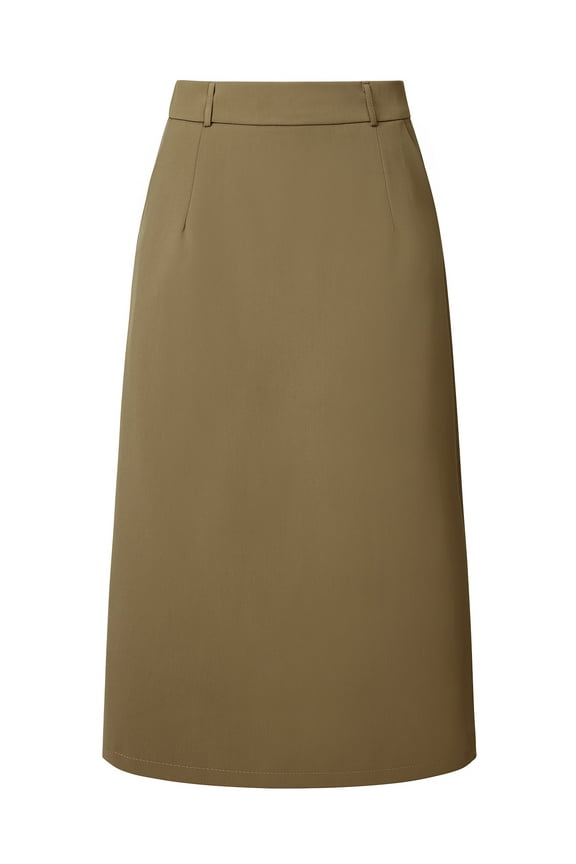 Women's Pencil Skirt with High Waist and Split Back XL Brown