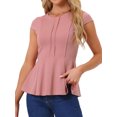thumbnail image 1 of DARING DIVA Women's Peplum Cap Sleeve Business Casual Top 2XL Dusty Pink, 1 of 6