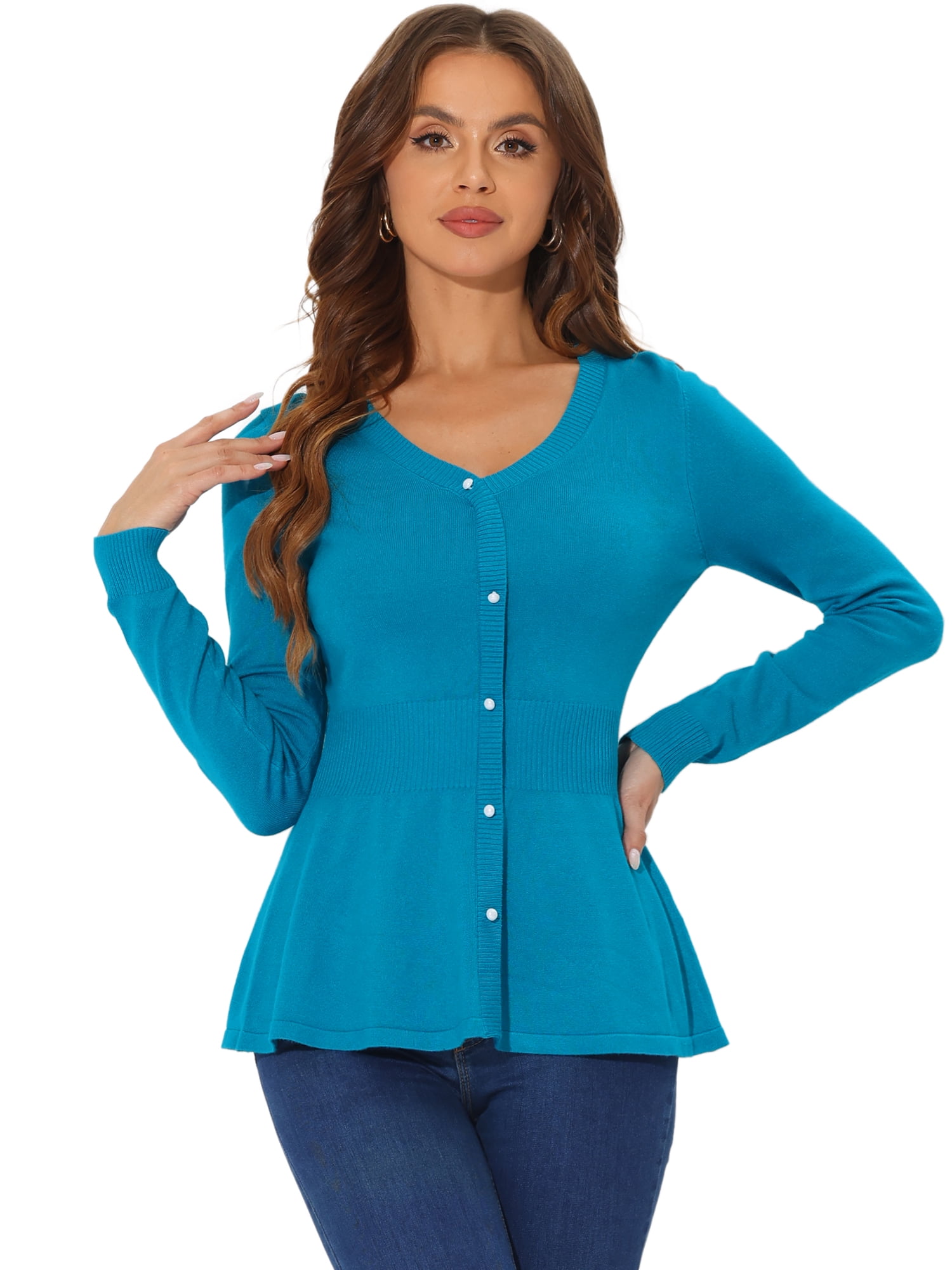DARING DIVA Women's Peplum Top Smocked Long Sleeve Knit Sweater XS ...