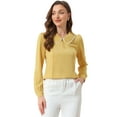 thumbnail image 1 of DARING DIVA Women's Peter Pan Collar Button Chiffon Blouse M Bright Yellow, 1 of 6