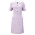 thumbnail image 1 of DARING DIVA Women's Peter Pan Collar Cocktail Short Sleeve Tweed Dresses S Light Purple, 1 of 7