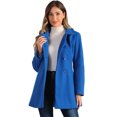 thumbnail image 1 of DARING DIVA Women's Peter Pan Collar Double Breasted Winter Trench Coat Indigo Blue L, 1 of 6