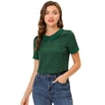 thumbnail image 1 of DARING DIVA Women's Peter Pan Collar Polka Dots Short Sleeve Tops L Green, 1 of 6