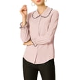 thumbnail image 1 of DARING DIVA Women's Peter Pan Collar Ruffle Long Sleeve Shirt XL Pink, 1 of 7
